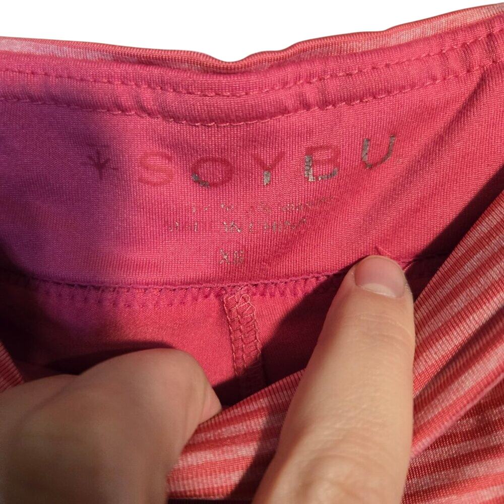 SOYBU XS Feminine Pink Striped Ruched Skort [0352] - Picture 7 of 8